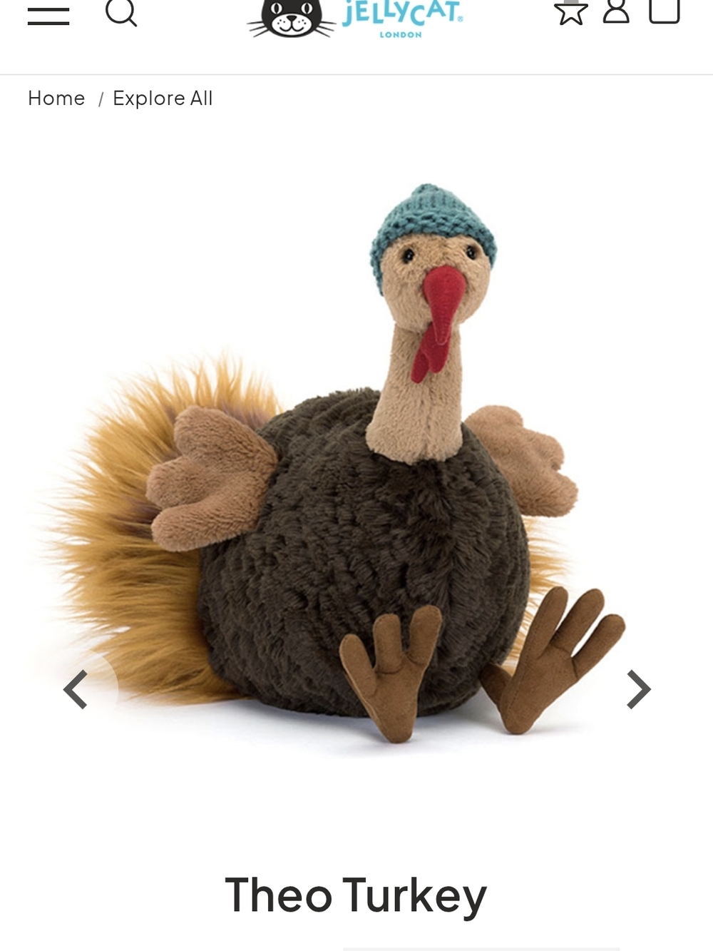 Jellycat Theo Turkey Plush - Retired, Rare